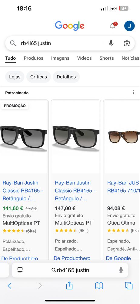 Oculos Ray•Ban Justin - originais