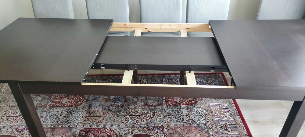 Stół Ikea Bjursta rozkładany 175-261/95/74 + 6 krzeseł Ikea Henriksdal