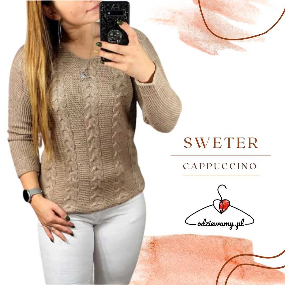 Jesienny damski sweter nowy w kolorze cappuccino