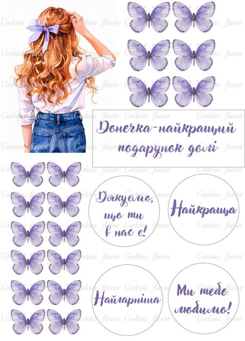 Харчовий друк, цукровий друк, вафельні картинки, метелики на торт