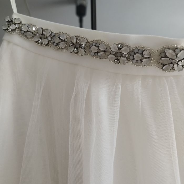 Spódnica ślubna s  zdobiona tiulowa lekka miękka kremowa