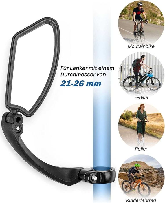 ISSYZONE Lewe lusterko rowerowe lusterko wsteczne na kierownicę, 1szt.