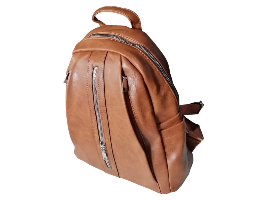 Plecak damski - miejski brązowy średni modny plecak na ramię
