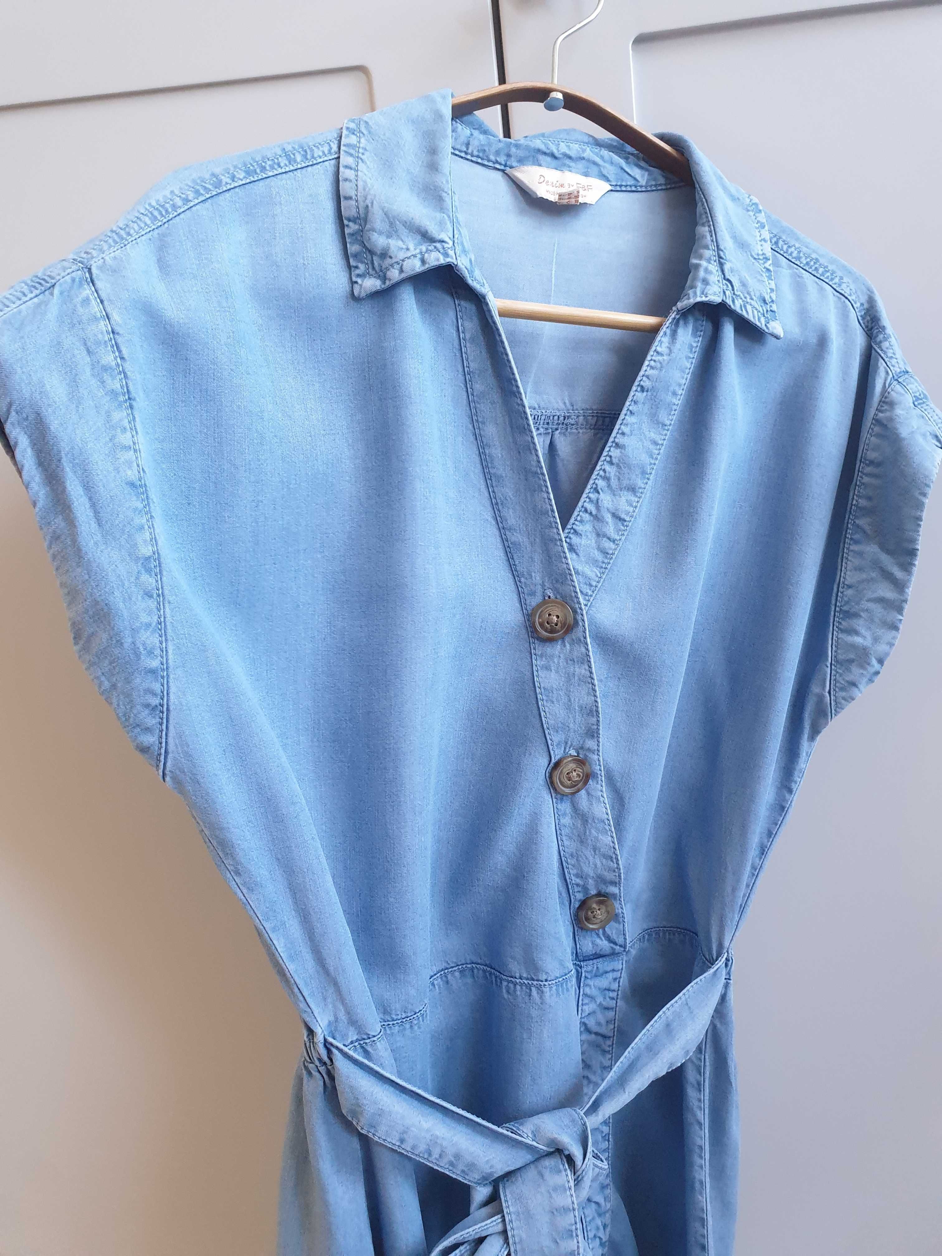 Dżinsowa jeansowa sukienka lyocell 38 F&F zapinana jeans denim