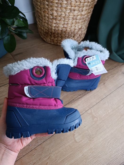 Nowe 24/25 śniegowce wodoodporne na rzepy lugik Decathlon futerko  gra