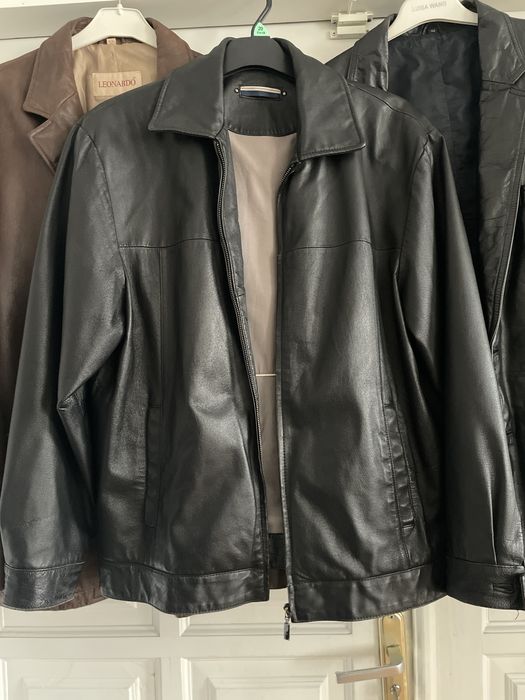Шкіряна італійська чоловіча куртка піджак хл leonardo