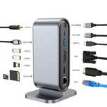 Rozgałęziacz HUB przejściówka USB-C 12w1 4xUSB HDMI SD VGA JACK LAN