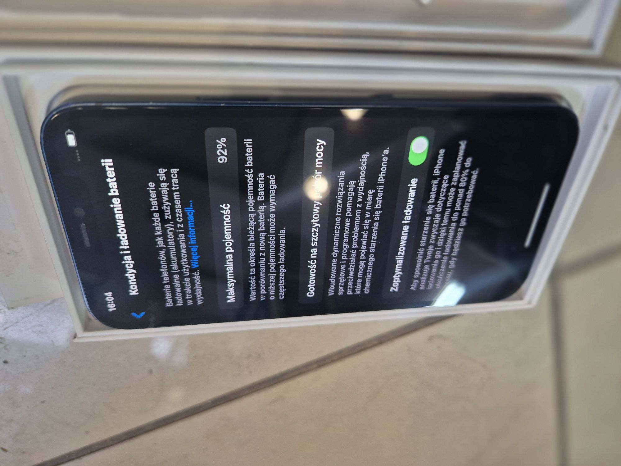 SMARTFON IPHONE 12 92% Bateria nowy ekran niebieskiI
