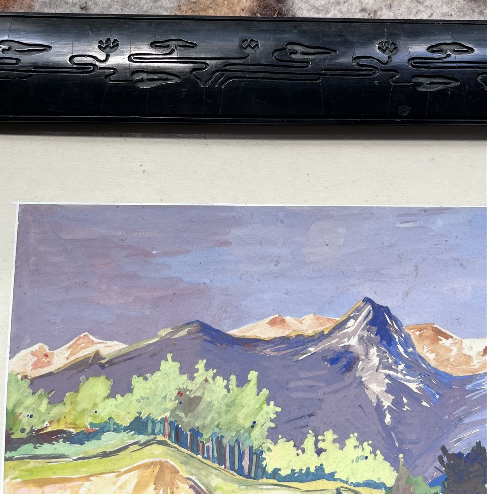 Akwarela - pejzaż alpejski - Erich Zimmermann 1943r - 48x37