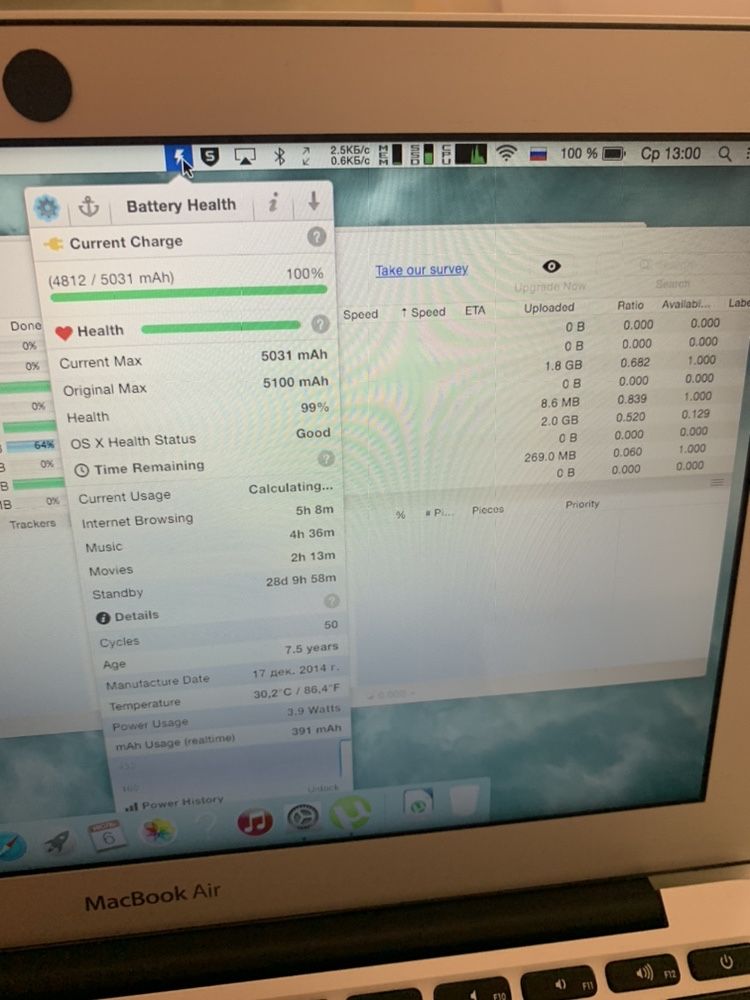 Ноутбук Macbook Apple Air 11 A1465 11" 2014 i5 4Gb 128ssd
