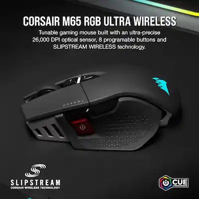 Bezprzewodowy Corsair M65 Ultra Wireless RGB Myszka gamingowa Czarny