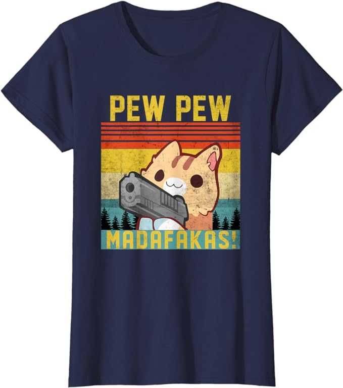 T-shirt amantes de gatos "Pew pew madafakas" - VÁRIAS CORES/TAMANHOS