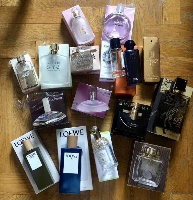 Butelki po perfumach Chloé Loewe Bvulgari Gucci Chanel Hermes Armani