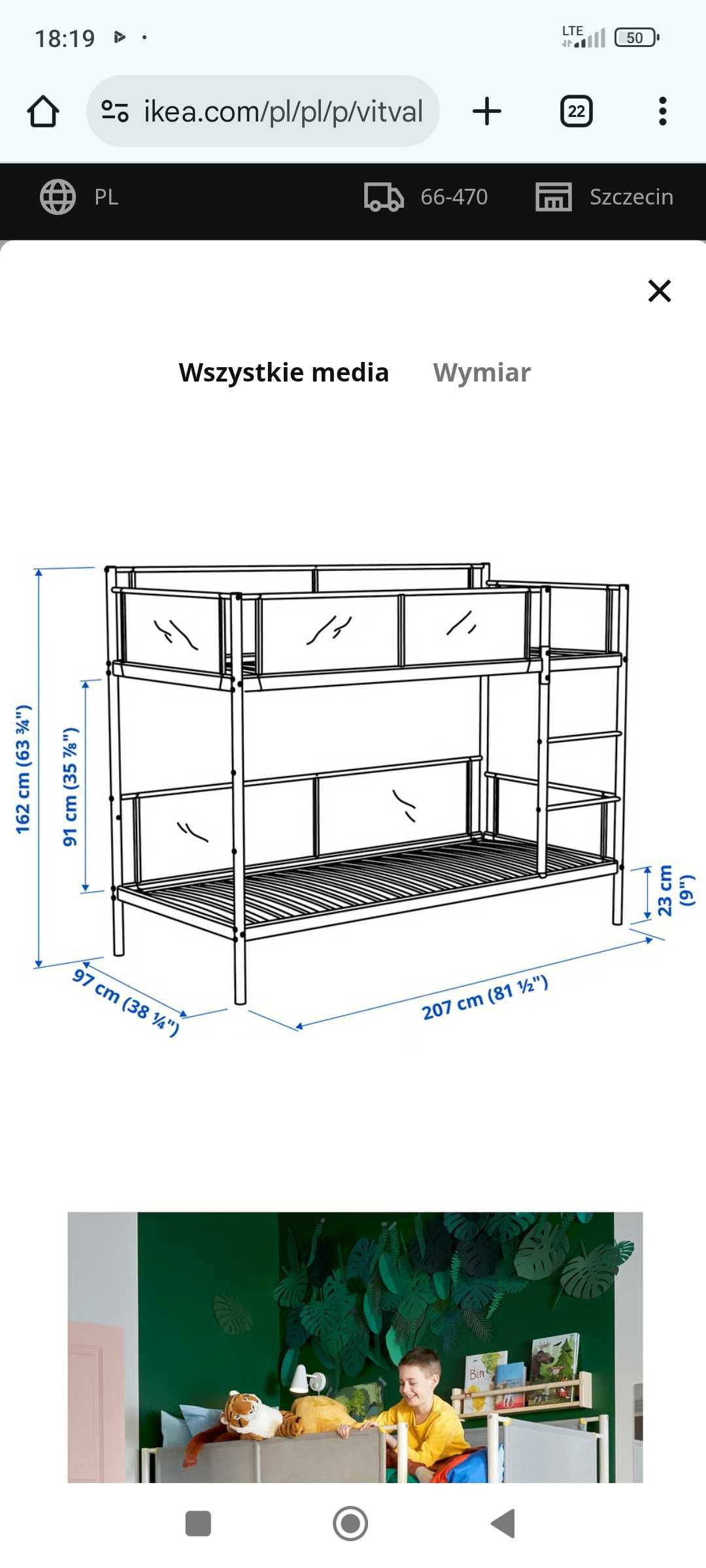 Łóżko piętrowe Vitval Ikea
