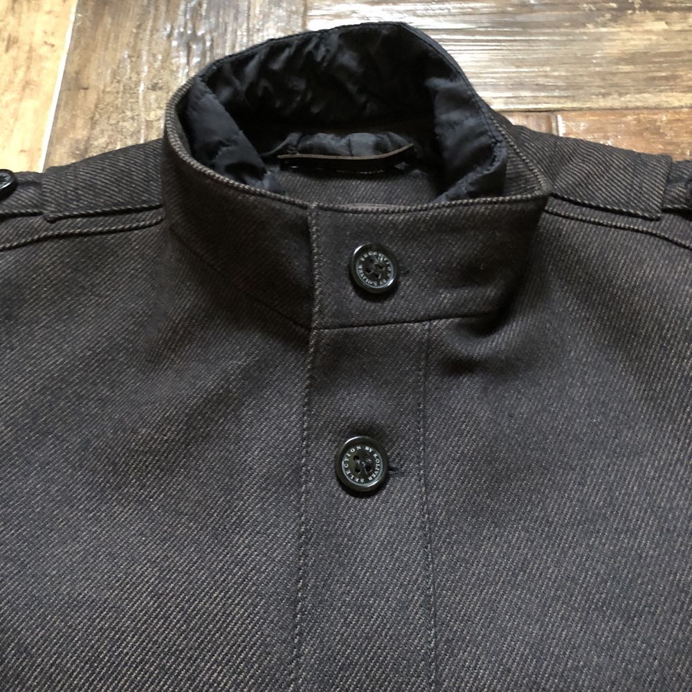 Пальто Selection by Oliver чоловіче сіро-коричневе вовняне L-XL