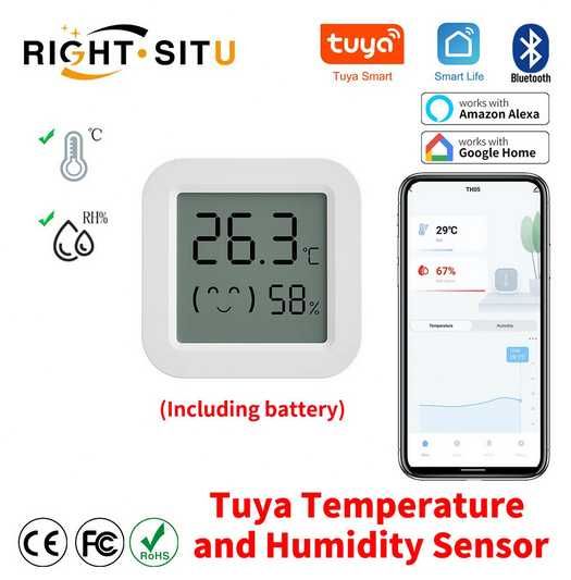 Czujnik Termometr Higrometr Bluetooth Smart TUYA Alexa 4 sztuki