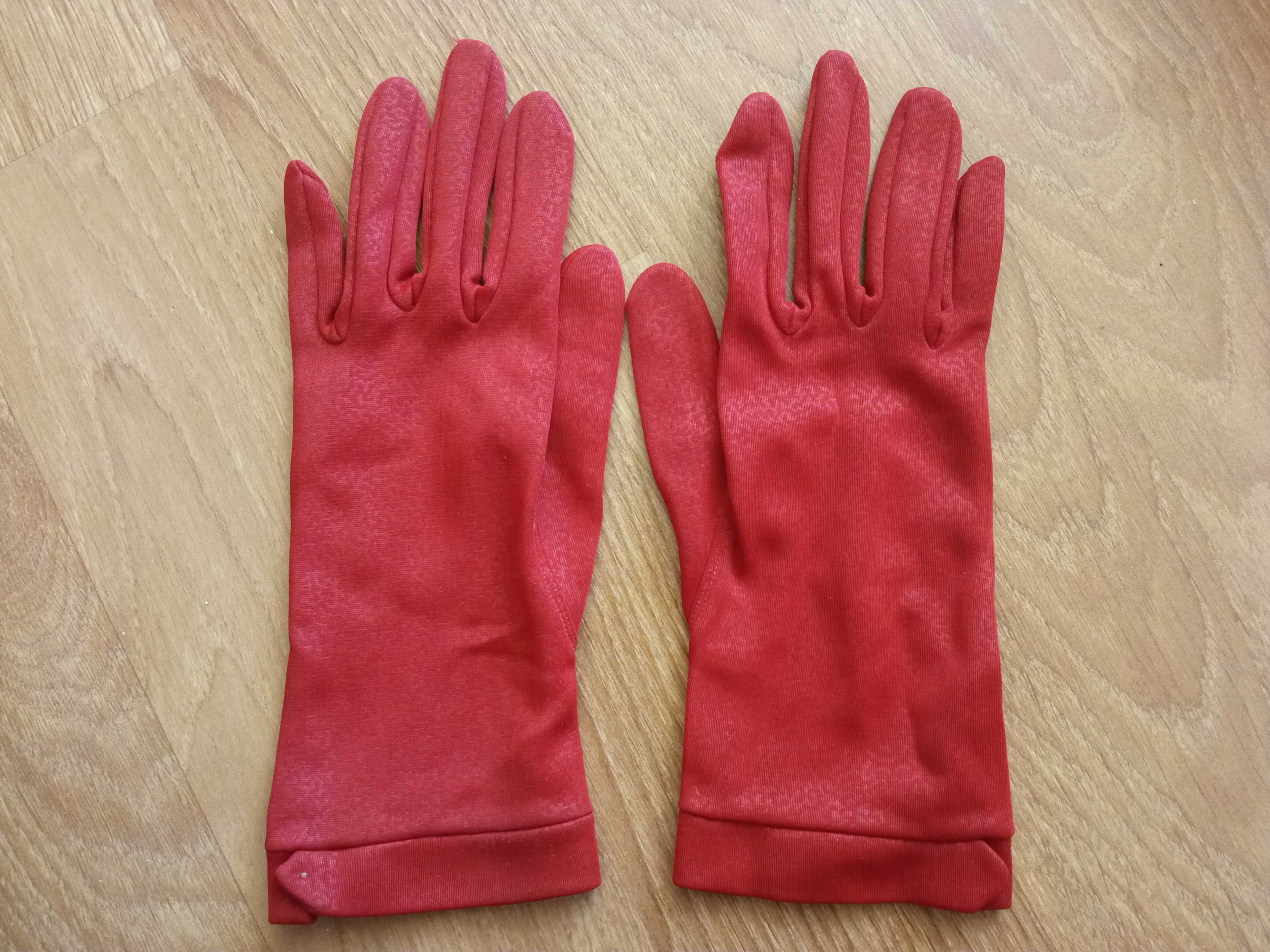 Rękawiczki materiałowe eleganckie materiałowe czerwone rozmiar 8
