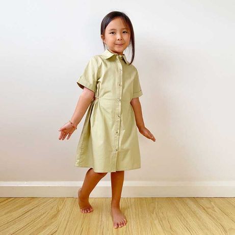 Хлопковое платье рубашка с разрезами из натуральной ткани от zara