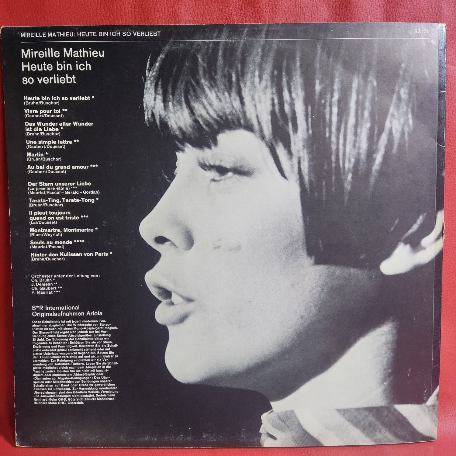 Mireille Mathieu-Heute Bin Ich So Verliebt.Вінілова платівка.1970.Germ