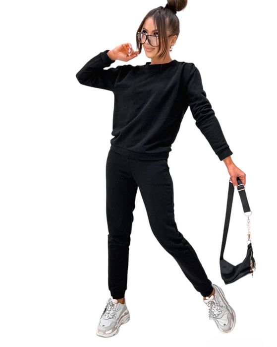 Komplet bawełniany dres damski czarny wkładany przez głowę XL 42 MOON