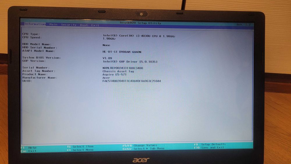 Laptop Acer i3-4th, 4gb RAM