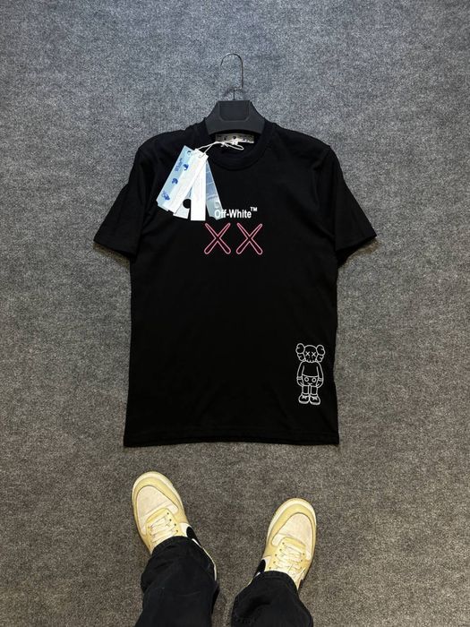 Мужская футболка OFF-WHITE X KAWS брендовая унисекс оверсайз