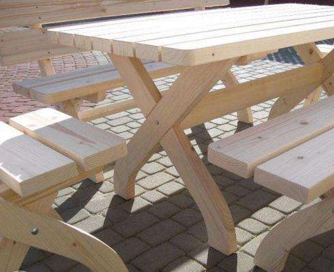 Meble ogrodowe Stół + 2 Ławki + 2 Krzesła MEGA SOLIDNE !! KLASA