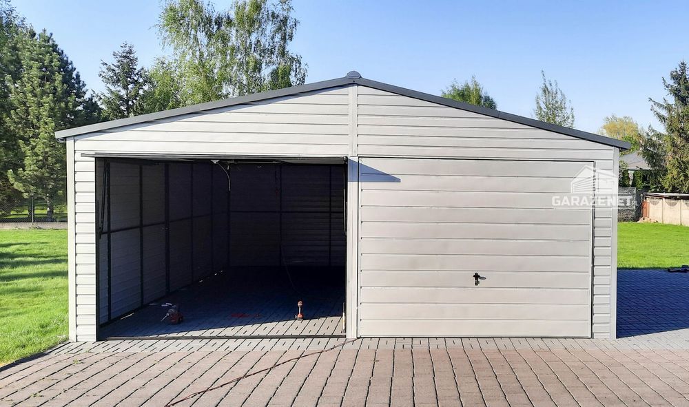 GARAŻ BLASZANY 6,5M X 6M 2X Brama Uchylna Biały Antracyt 6,5X6 Gb270