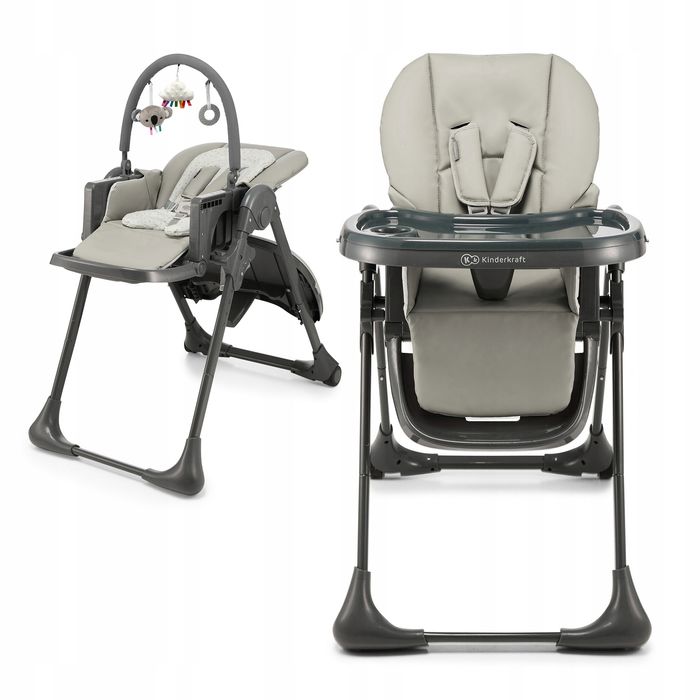 Kinderkraft Tummie 2 w 1 krzesełko do karmienia szare