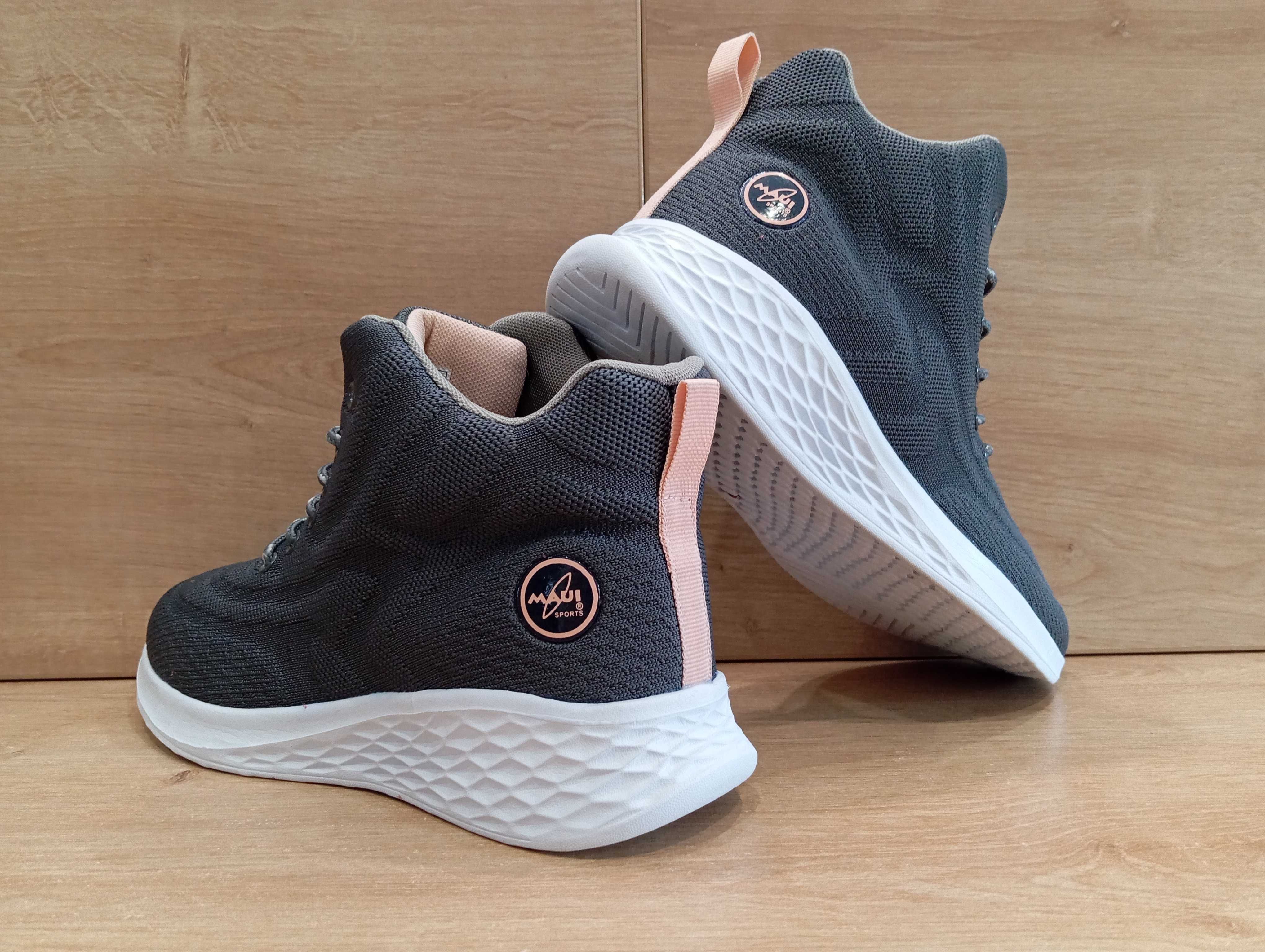 MAUI* SPORTS Super Lekkie Wysokie Sneakersy Damskie Rozm. 39 /25cm.