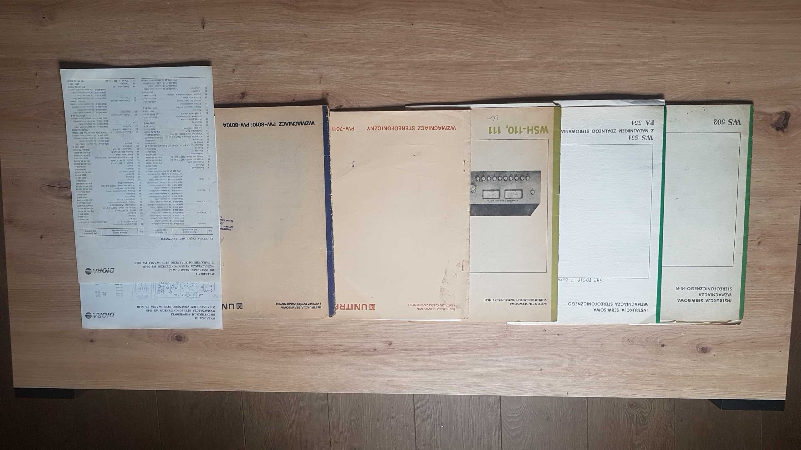 Wzmacniacz-instrukcje serwisowe, katal części zam, instrukcje obsługi