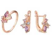 kolczyki i pierścionek złoto 585 pozłacane złoty rose gold 17mm r. 14