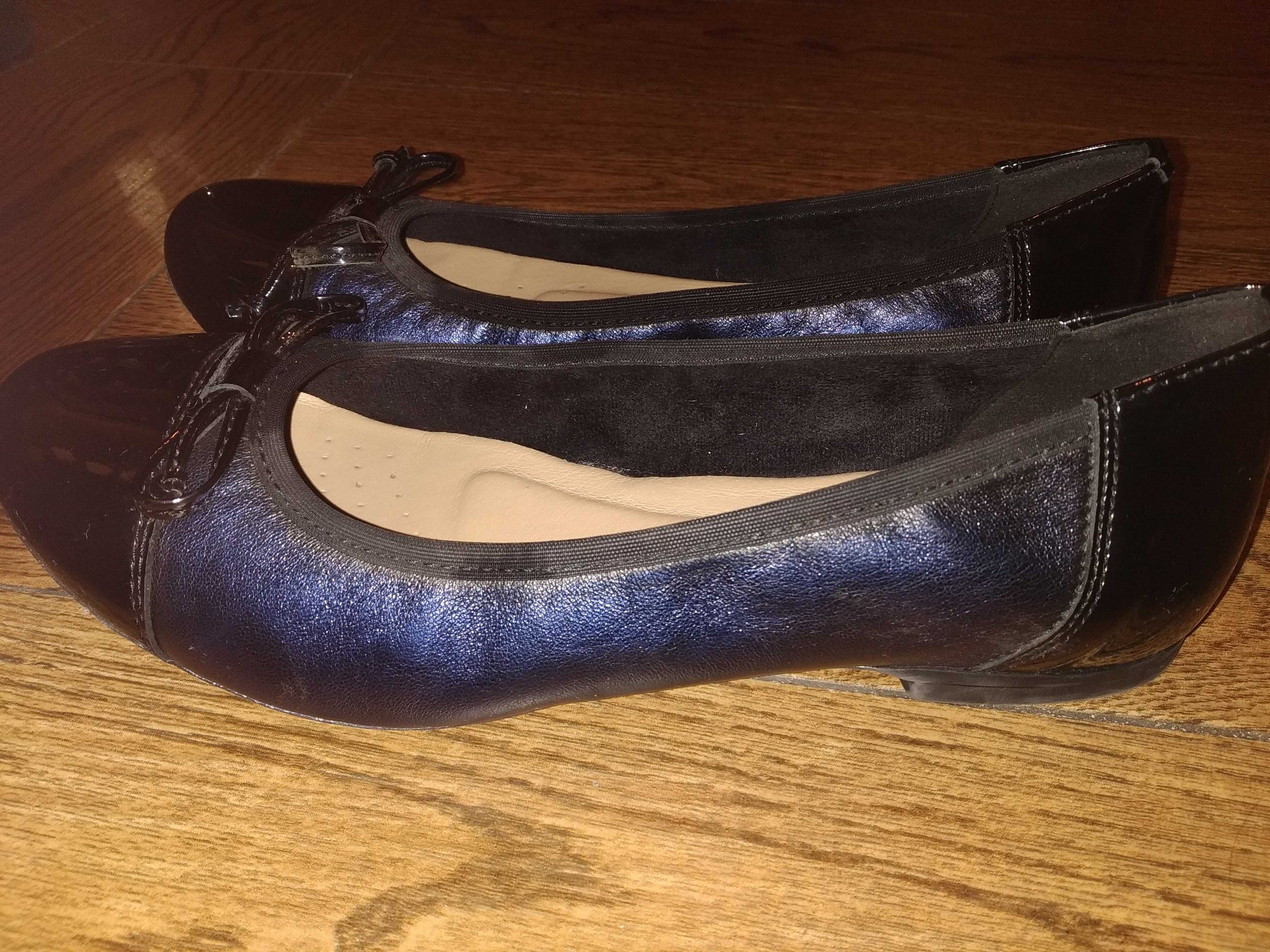 BDB Baleriny LASOCKI roz. 37 granatowe czarny lakierek jak nowe