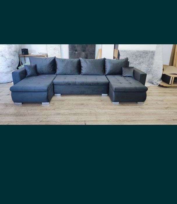 Narożnik z funkcją spania i pojemnikiem na pościel i