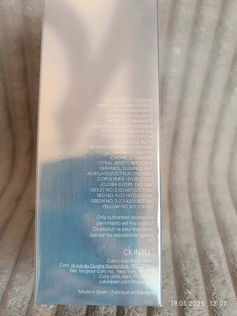 Perfumy męskie CK in2U Calvin Klein 100ml