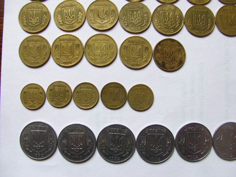 Монеты 1, 5,10, 25, 50 копеек 1992г, 1994г, 1996г
