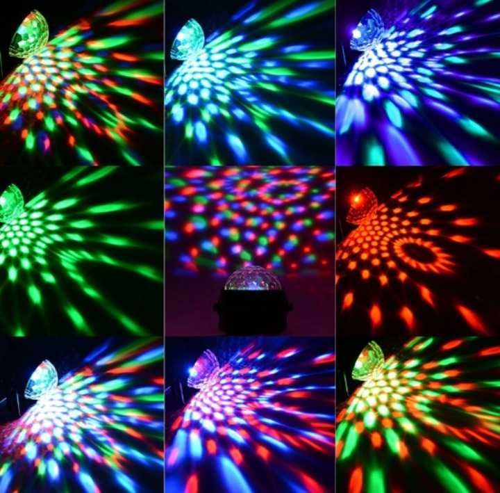 Kula lustrzana kolorowa projektor lampa dyskotekowa laser pilot
