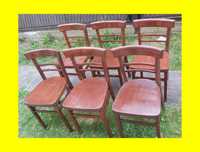 • FAMEG • Komplet 6 giętych krzeseł drewnianych PRL
