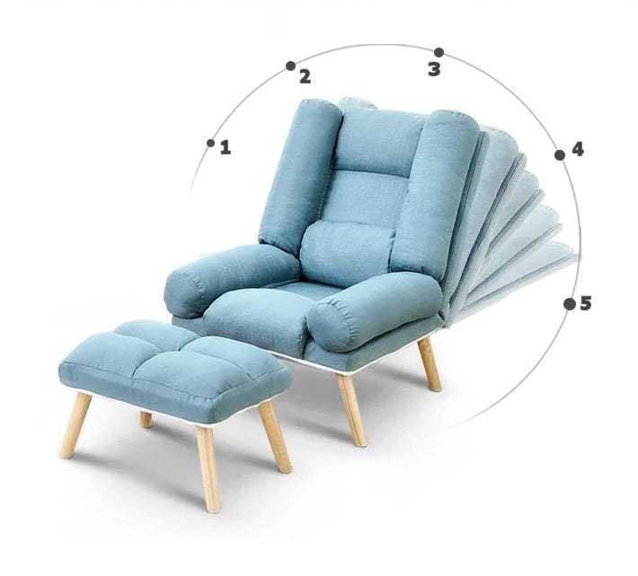 Fotel Uszak w stylu skandynawskim Niebieski