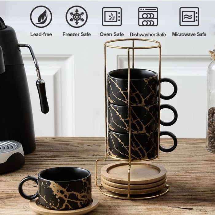 Zestaw 4 Filiżanek 180ml z Podstawkami