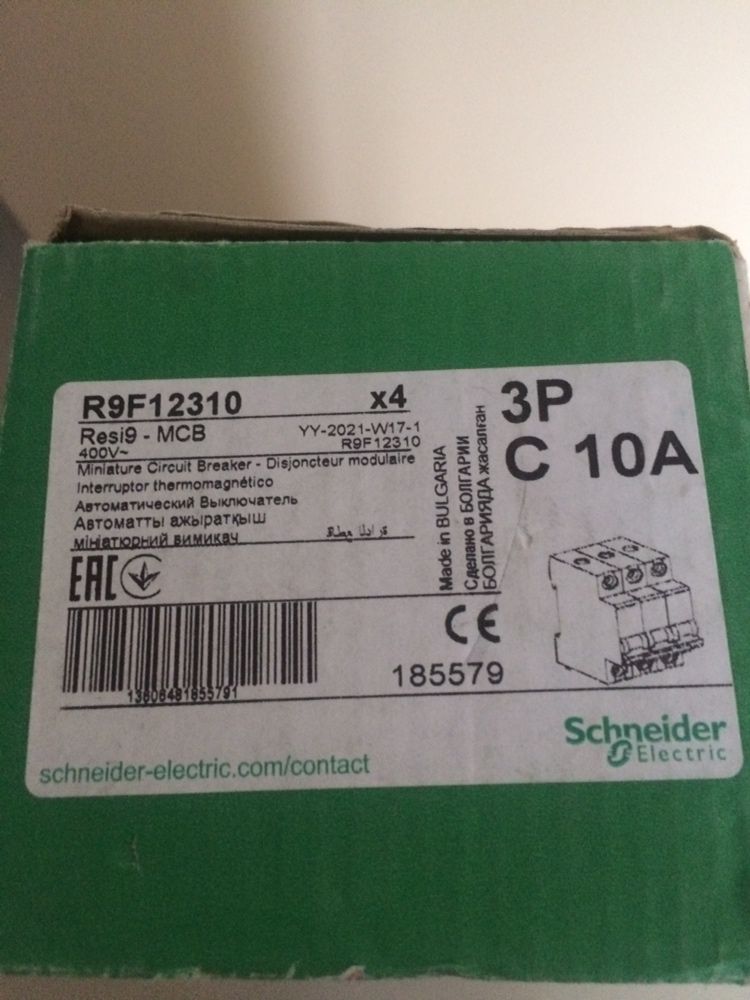 Автоматичний вимикач 6kA 3P 10A C, Resi9 Schneider Electric R9F12310