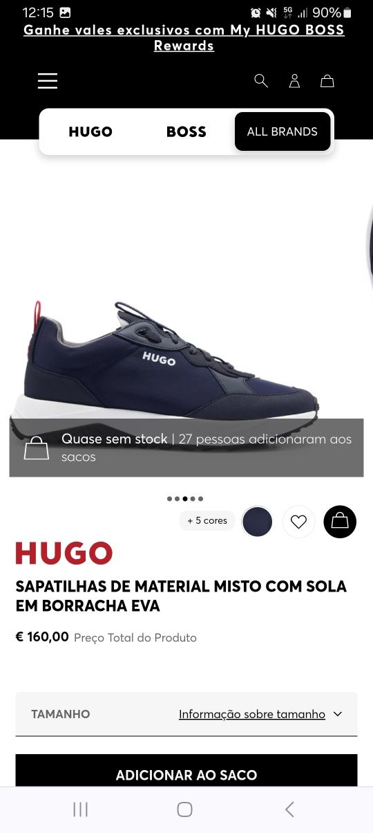 Sapatilhas Hugo tamanho 42