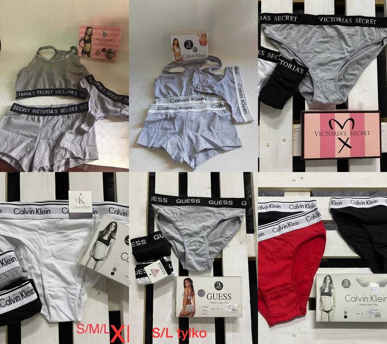 Zestaw komplet stanik top bokserki tommy hilfiger stringi damski 3pak