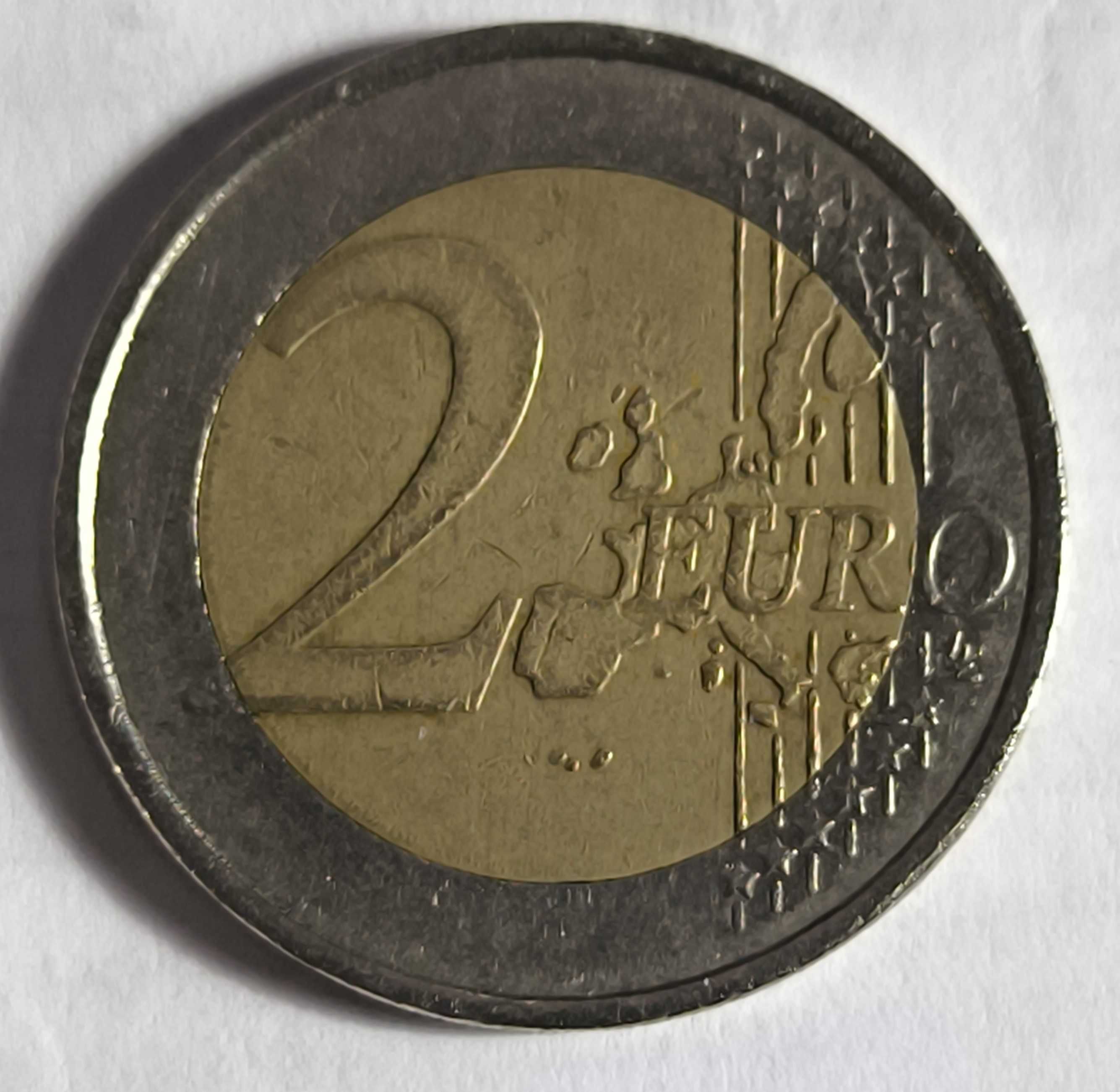 Moeda rarissima de 2 euros  Alemanha  excesso de metal numa das pernas