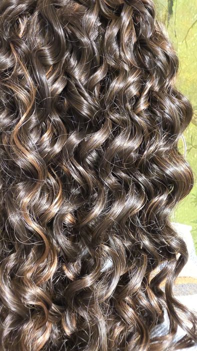 Peruka lace front 66cm brąz z refleksami +czepek gratis