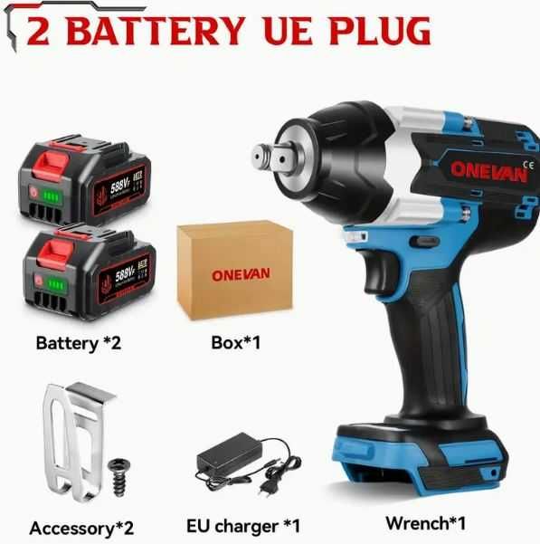 20V Bezszczotkowy Klucz Udarowy  1000NM Moment  Bateriami 2x3.0Ah