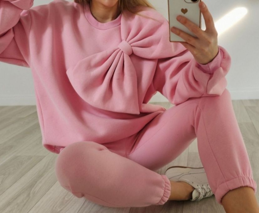 Dres dresik damski komplet dresowy bawełniany z kokardką kokardą