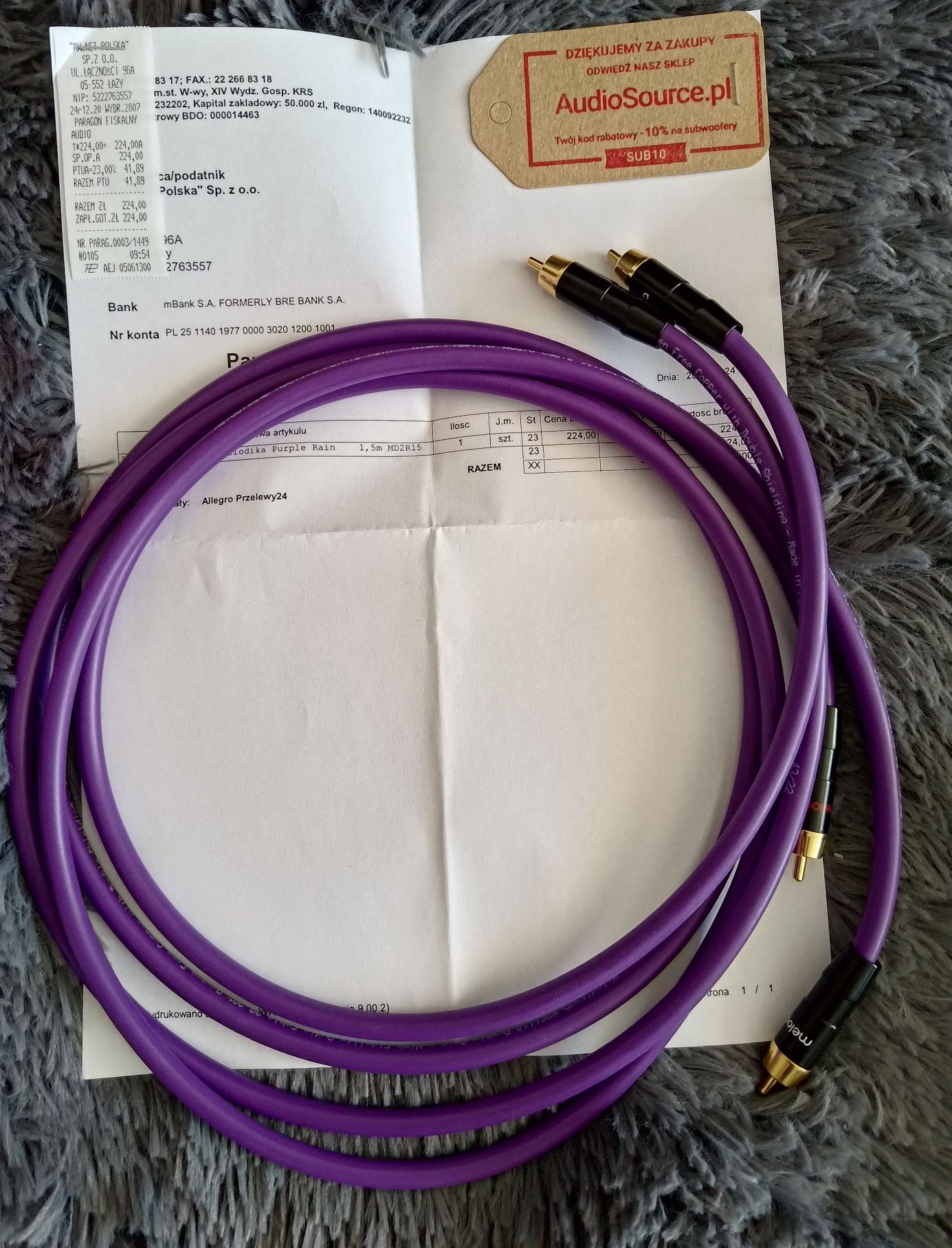 Melodika Purple Rain 2x RCA - 2x RCA 1,5 m  MD2R15