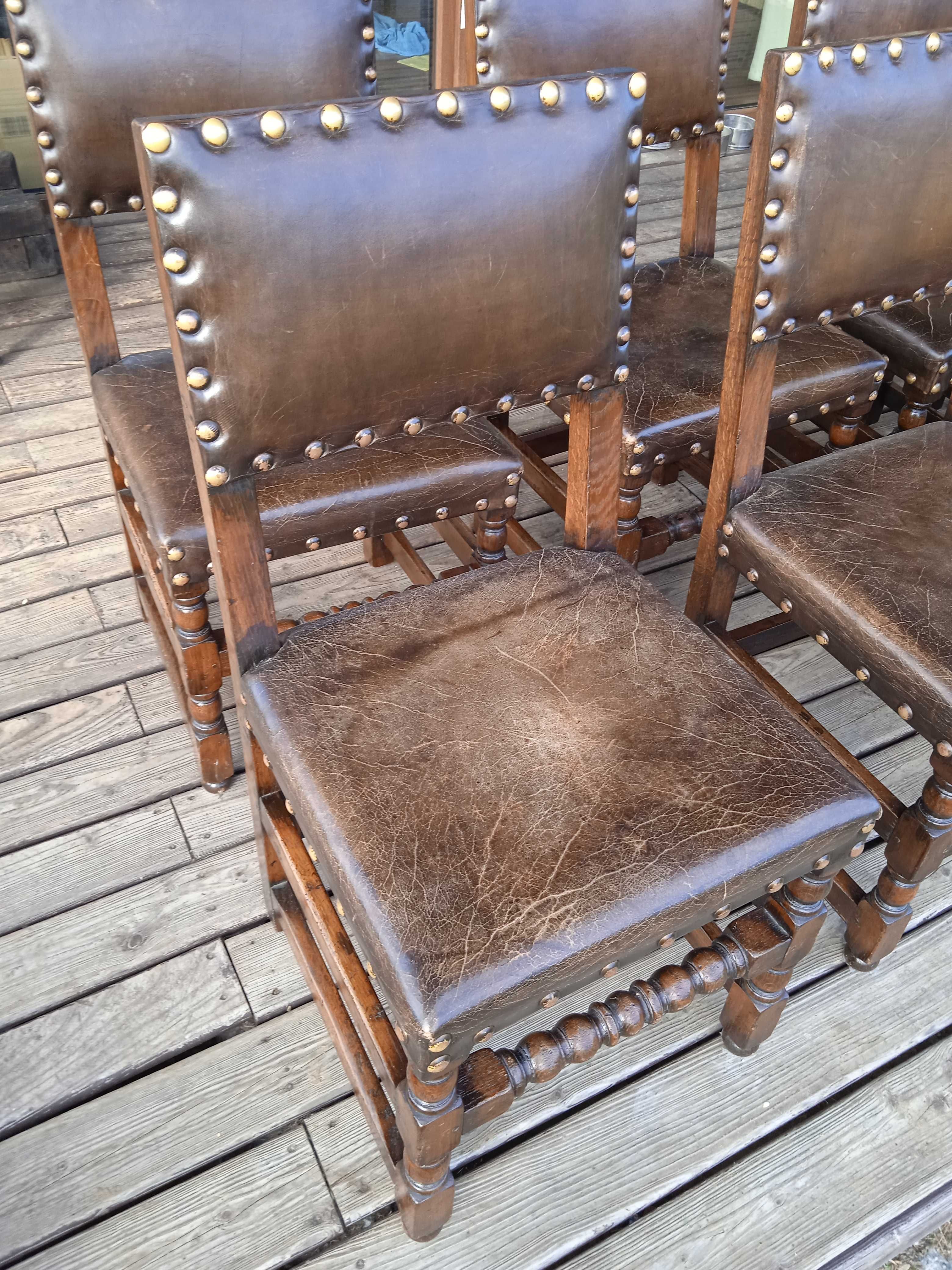 krzesła dębowe antyk 8 szt. komplet krzeseł