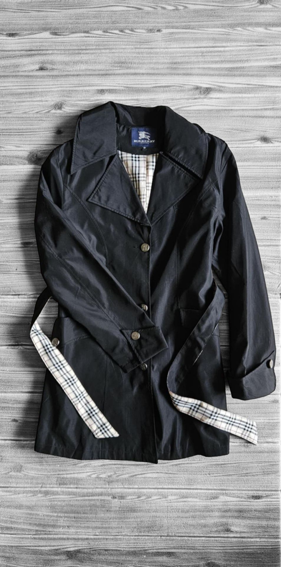 Stylowy płaszcz męski Burberry czarny trencz przejściowy wiosenny S